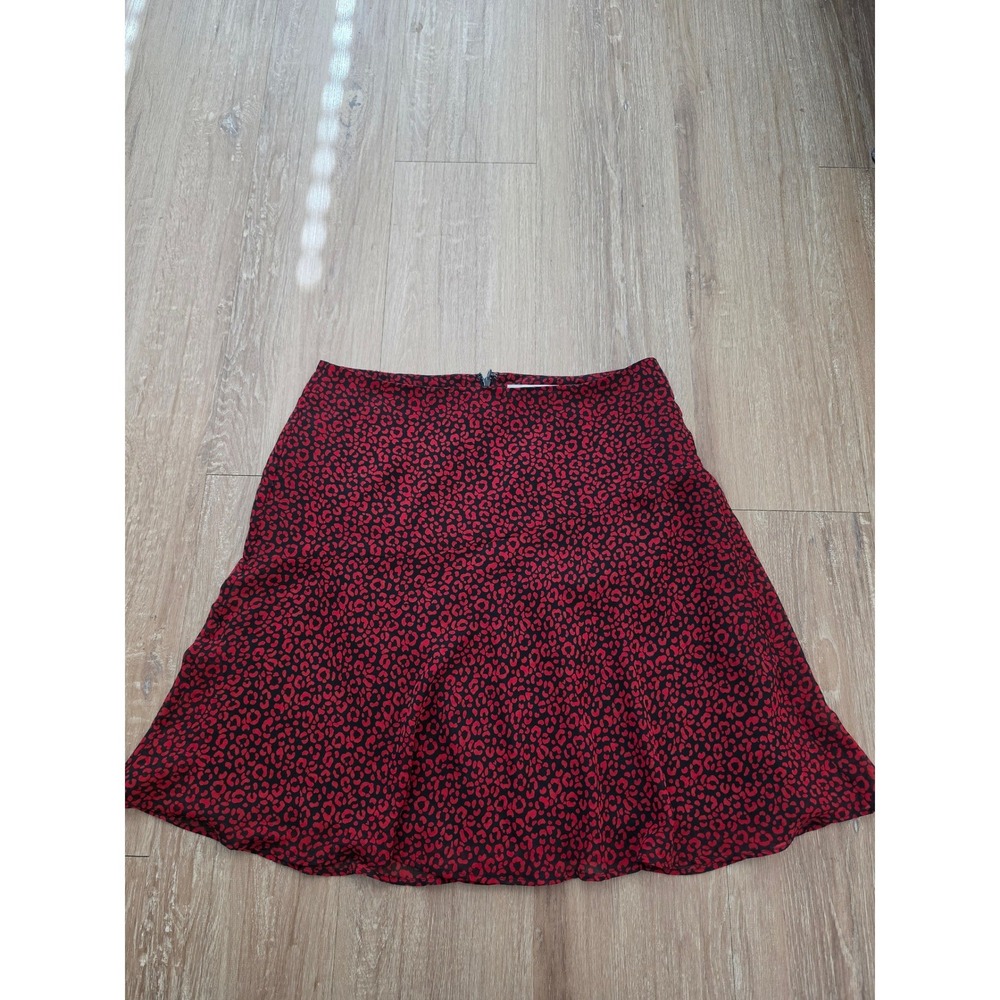 Boden Womens Red Leopard Print Skirt US 8R A-Line Mini Zipper Back